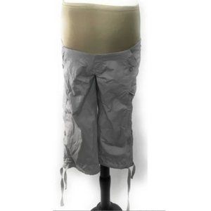 RUMOR HAS IT Maternity Full Belly Panel Roll Tab Cargo Pockets Gray Pants Small